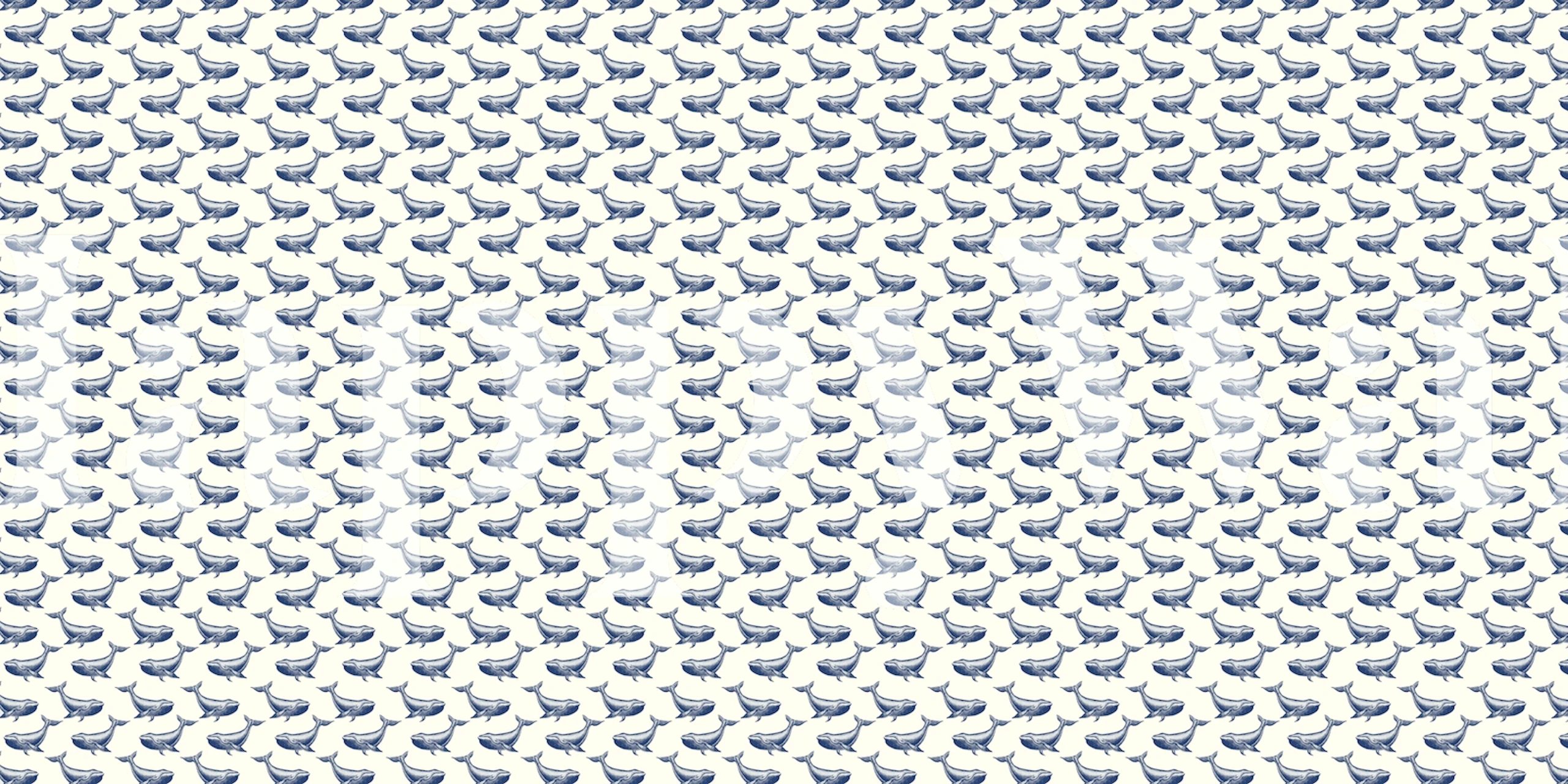 Tapeta Whale Blue Vintage w pokoju