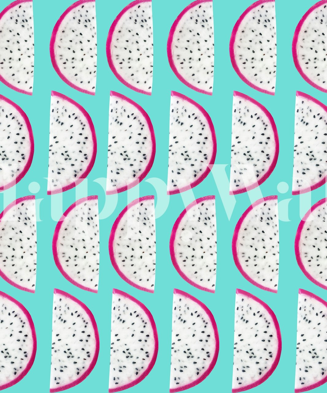 Dragon fruit pattern in bright pink and green colors wallpaper