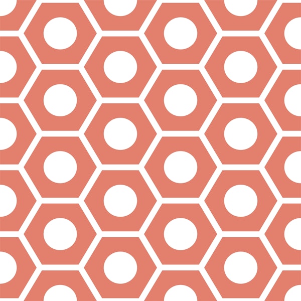 Coral white hexagon pattern