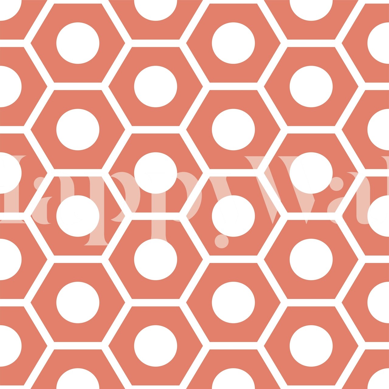 Coral white hexagon pattern wallpaper in a room