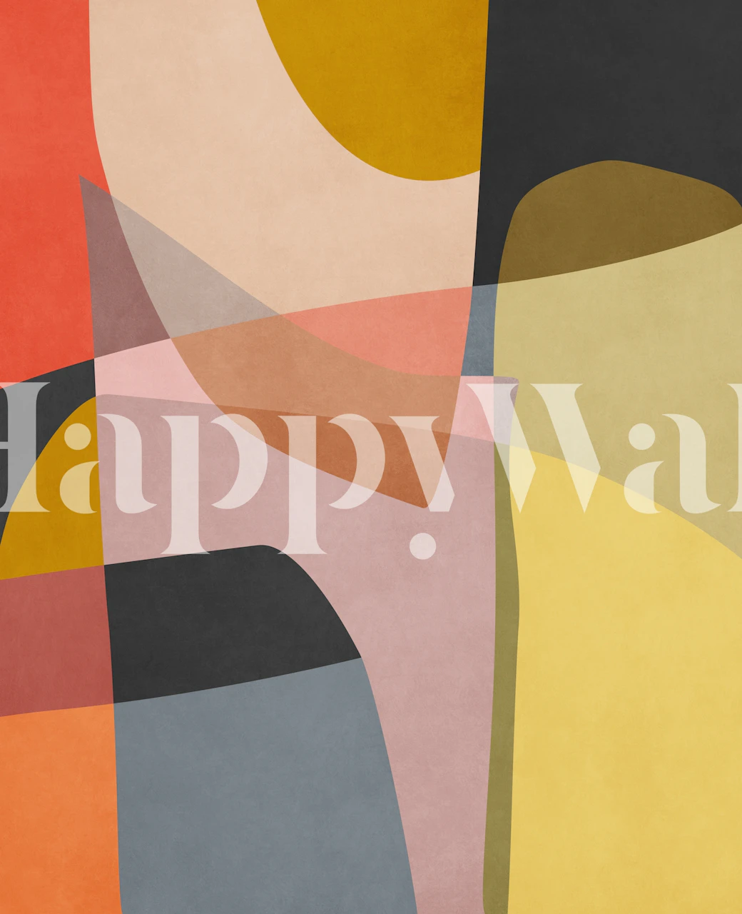 Geometric abstract design in warm colors orange, pink, yellow, and gray wallpaper