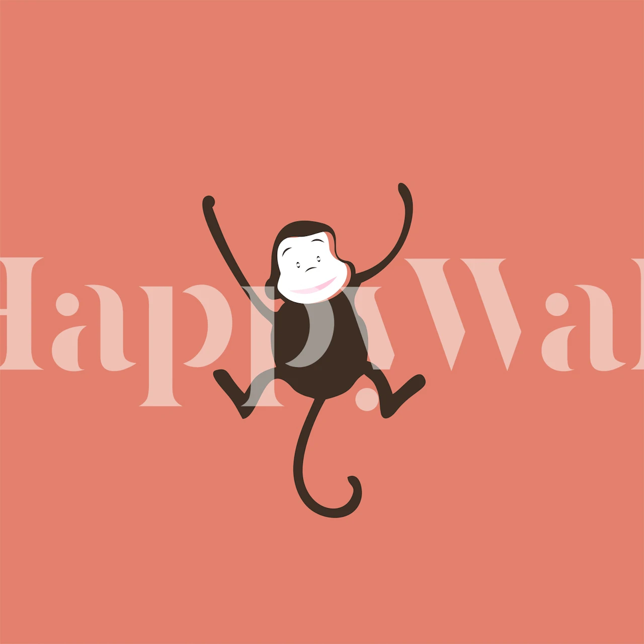 Coral solid color monkey Tapete in einem Raum