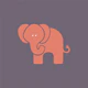 Taupe solid color coral orange elephant