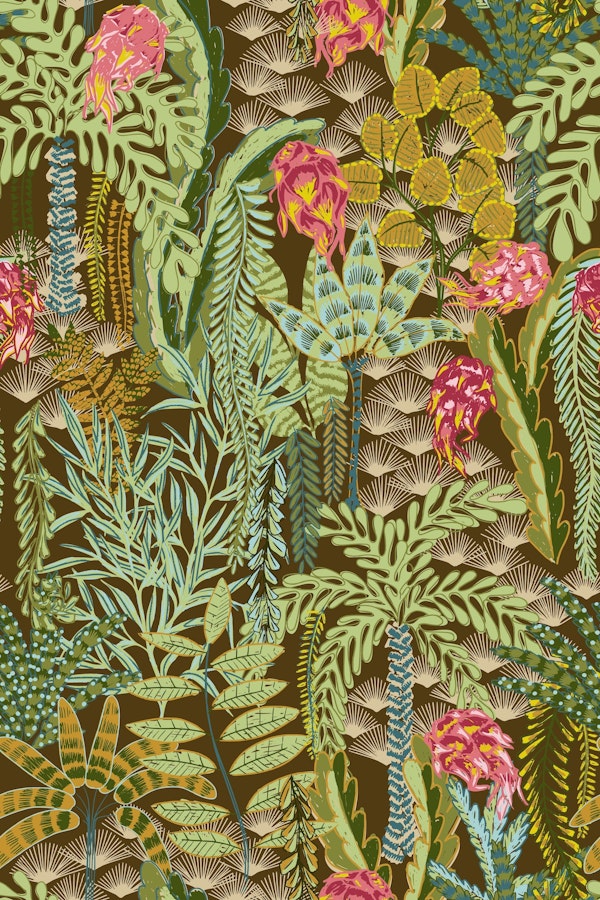 tropical lounge with dragon fruit dark brown
