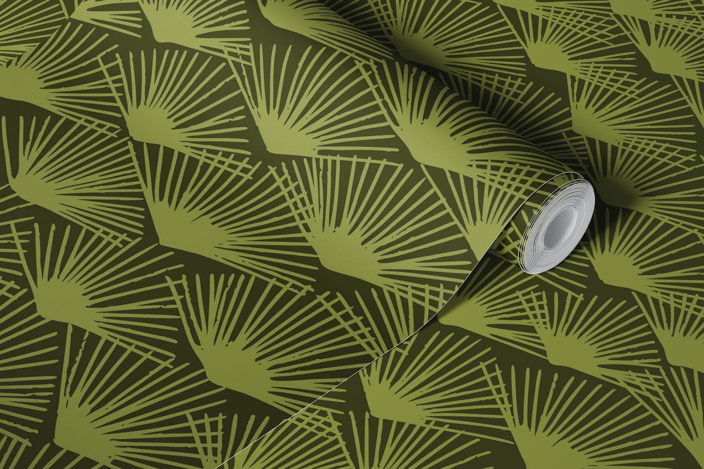 Abstract palm fans moss wallpaper roll