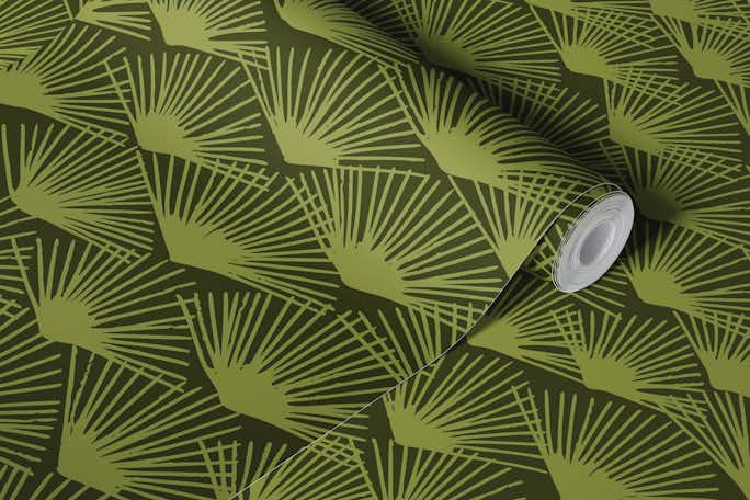 Abstract palm fans mosswallpaper roll