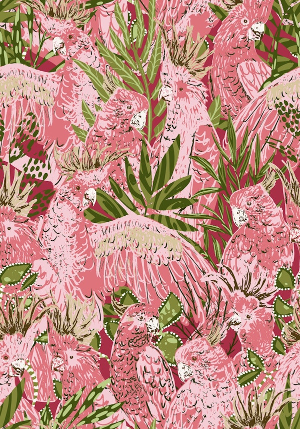 Tropical lounge pink Cockatoos