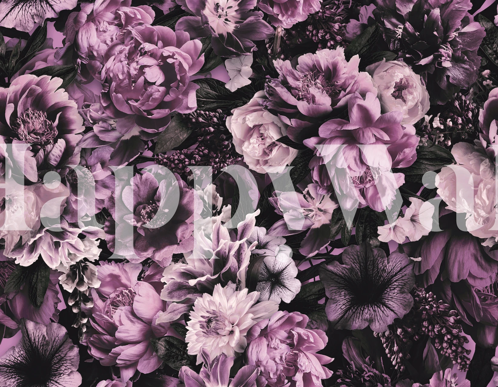 Elegant pink og lilla blomstertapet i barokstil