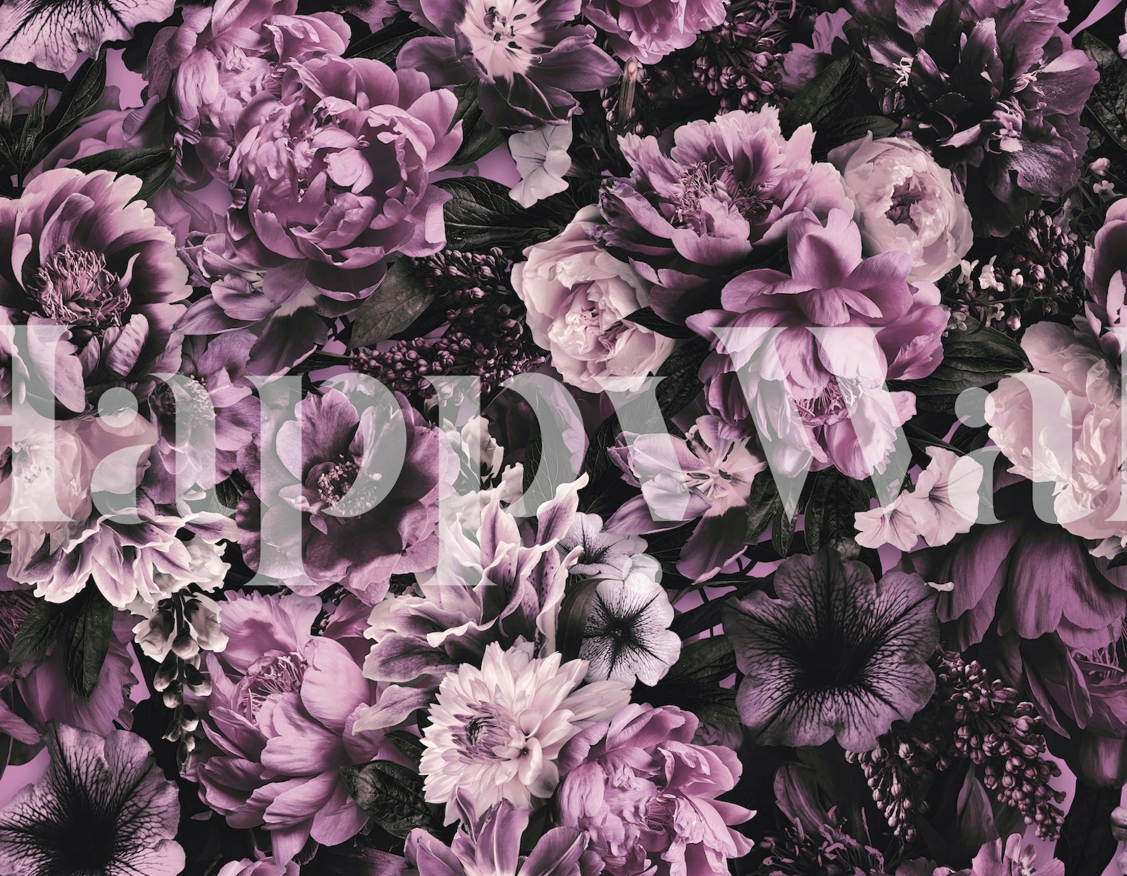 Elegant pink and purple floral baroque style wall mural