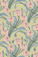 Bed of tulips pale green tapet