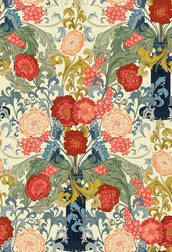 Victorian flower bouquet antique white