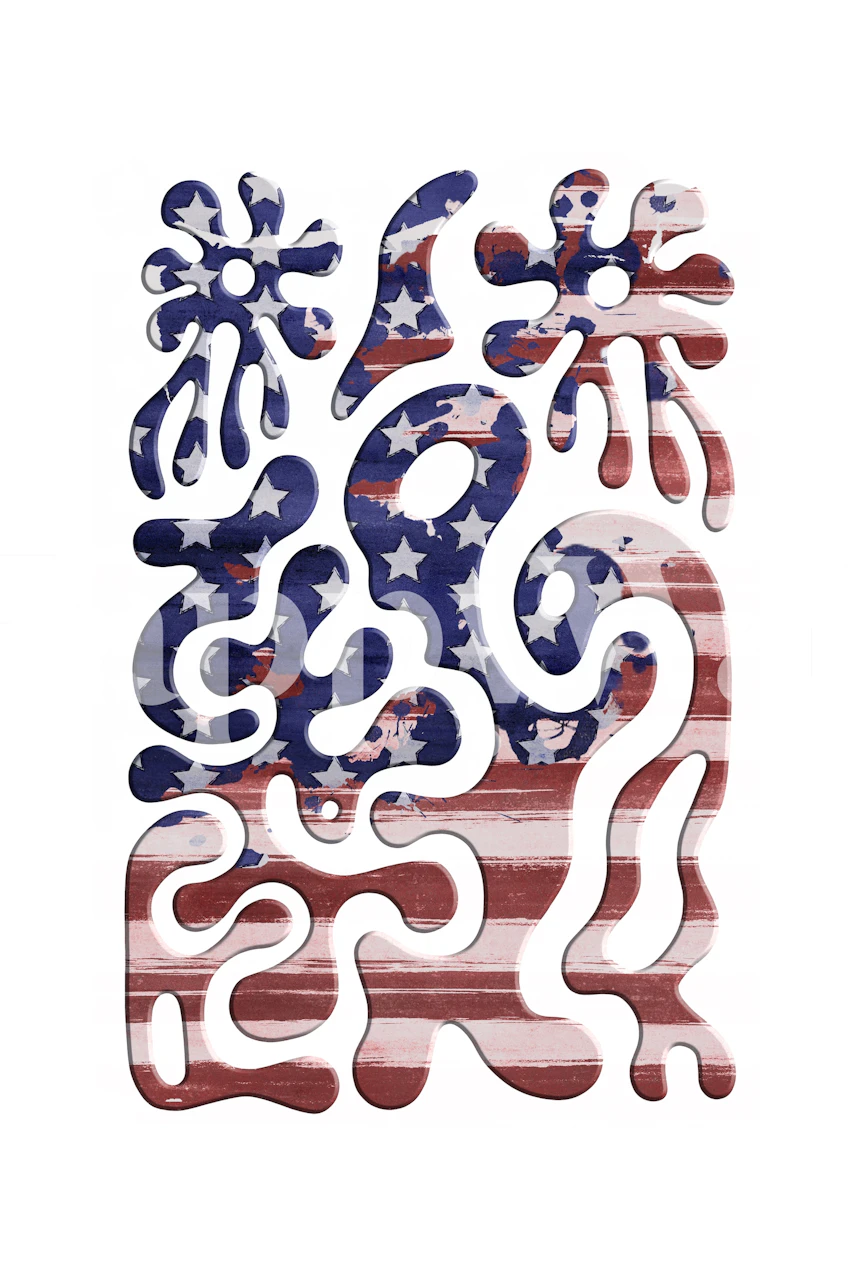 Abstrakcyjna fototapeta przedstawiająca abstrakcyjne wzory inspirowane kosmosem w odcieniach błękitu i czerwieni.