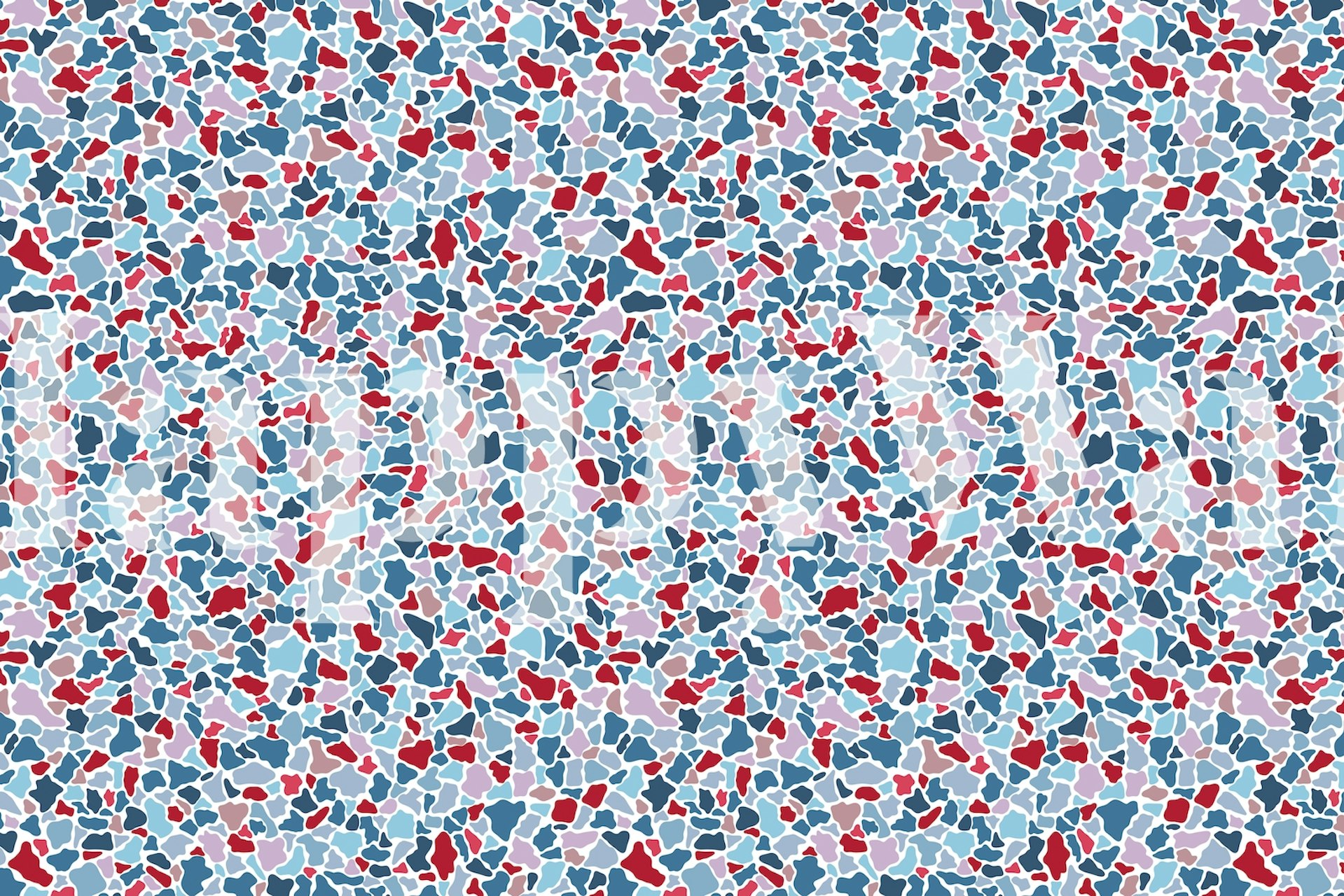 Fargerikt, fragmentert veggmaleri med mosaikkmønster