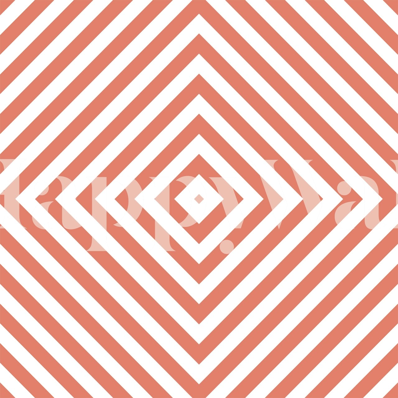 Coral and white geometric square pattern wall mural