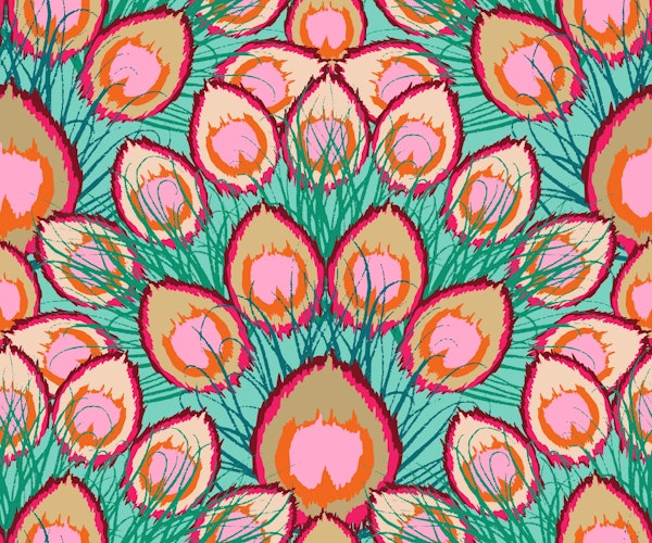 abstract peacock aqua pink