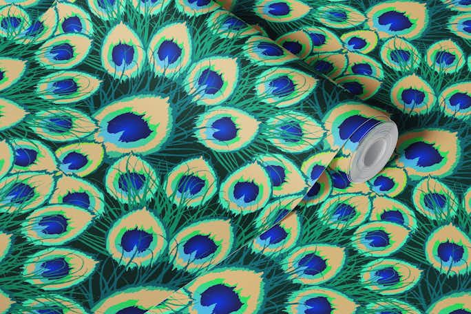 abstract peacock emeraldwallpaper roll