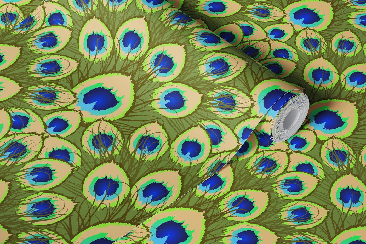 abstract peacock moss wallpaper roll