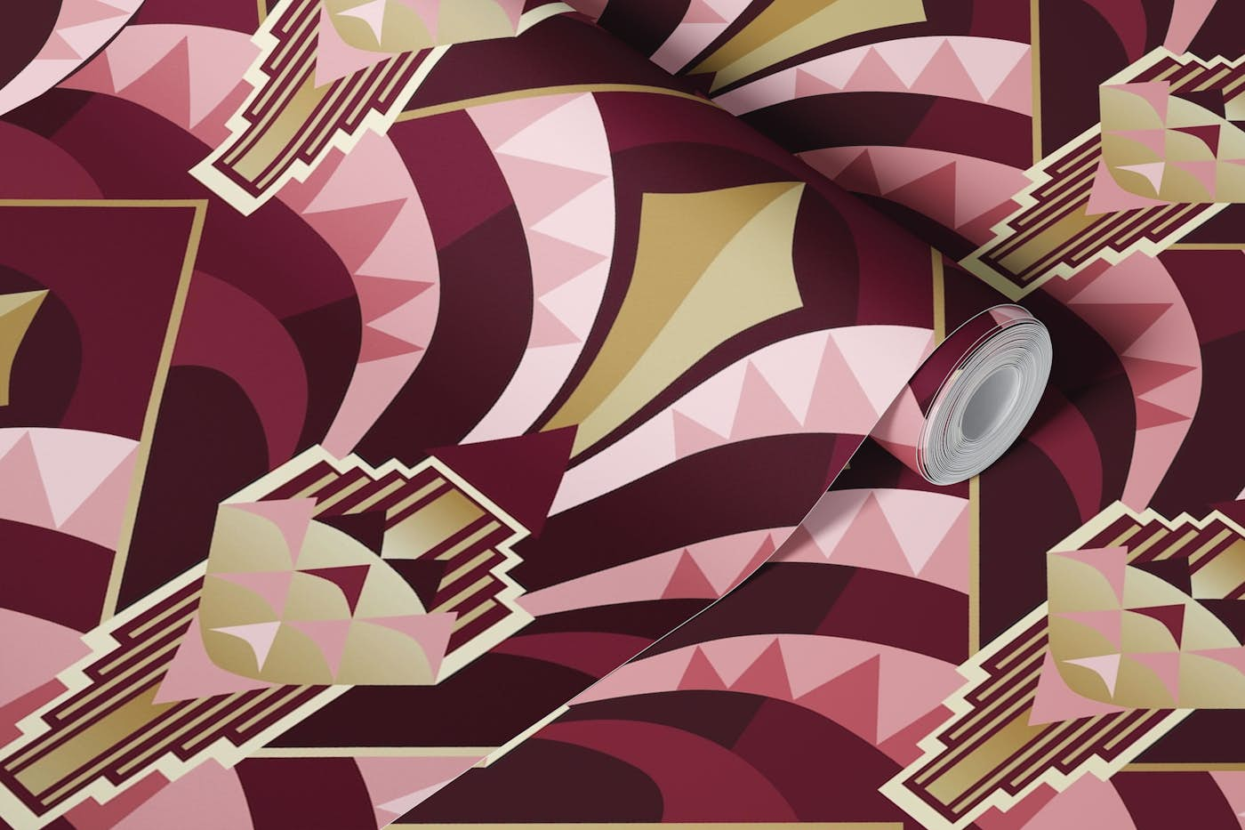 Modern Artdeco architecture arches ruby - L wallpaper roll