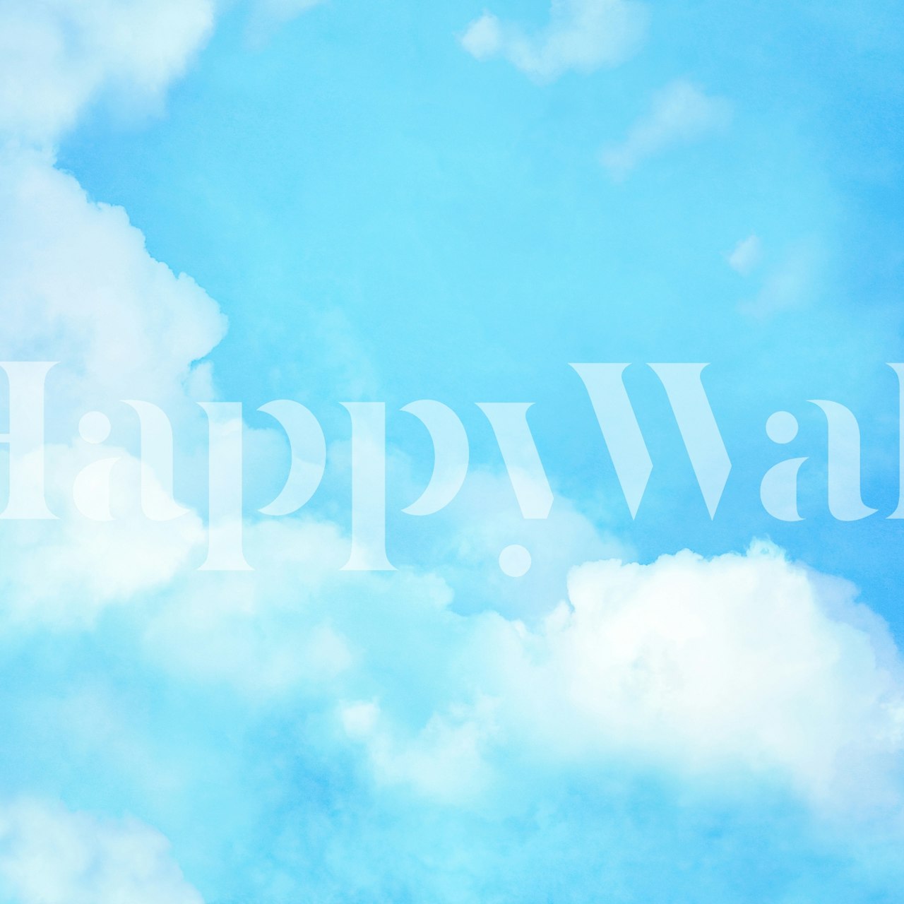 Veggmaleri på blå himmel med myke skyer