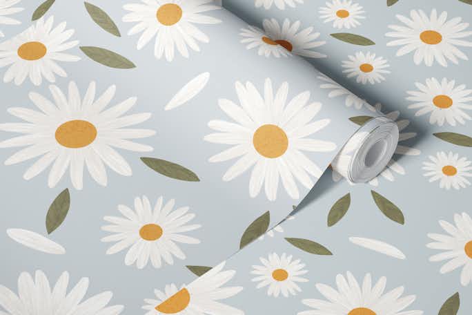 Daisies and bluewallpaper roll