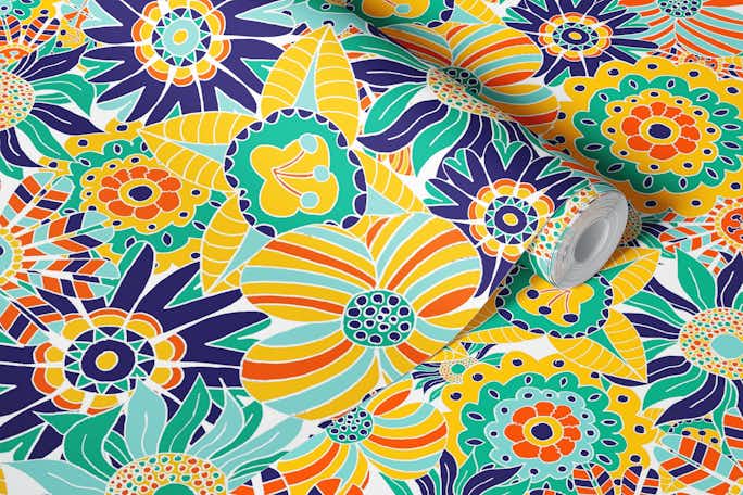 Floral Party Summer Vibeswallpaper roll