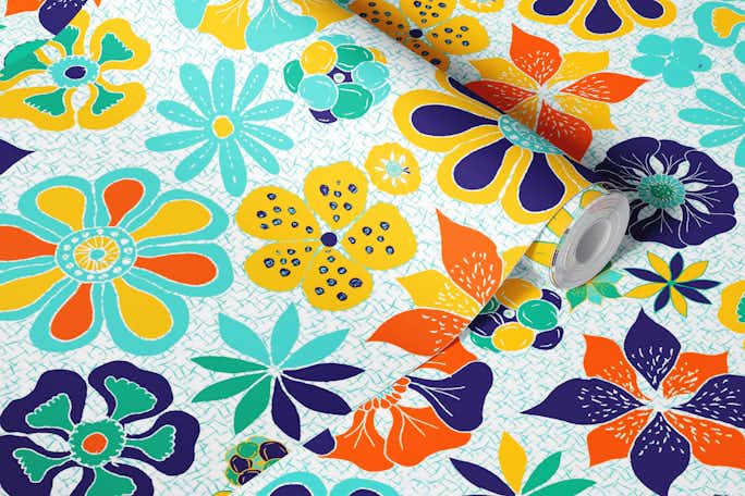 Vibrant Summer Flowerswallpaper roll