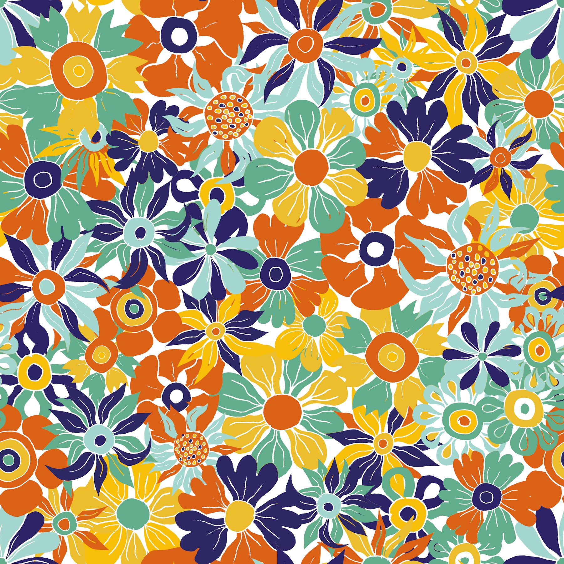 Maximalist Summer Floral Pattern Wallpaper | Happywall