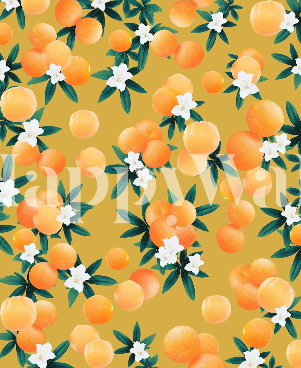 Orange floral wallpaper design in a room