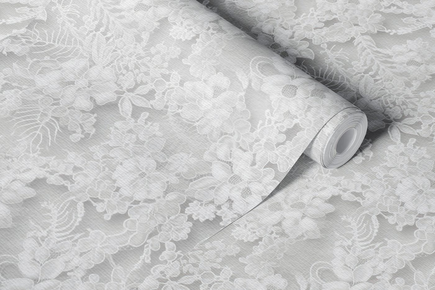 Delicate Flowers in White wallpaper roll