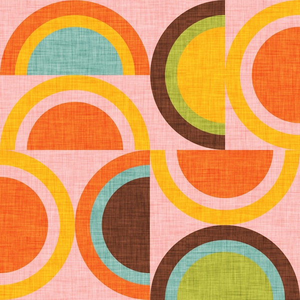 70s Semi-Rainbow Pink - Mid Century Modern Geometry