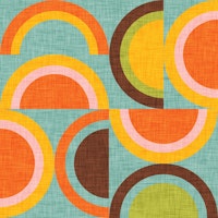 70s Semi-Rainbow Blue - Mid Century Modern Geometry carta da parati