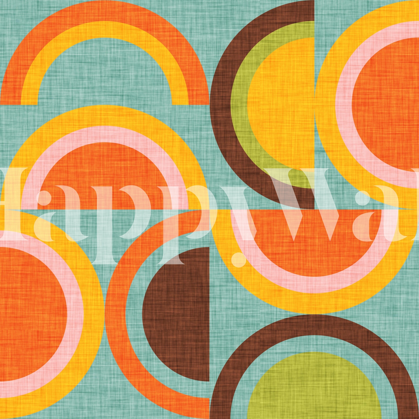 70s Semi Rainbow Blue MidCentury Modern Geometry Wallpaper Happywall