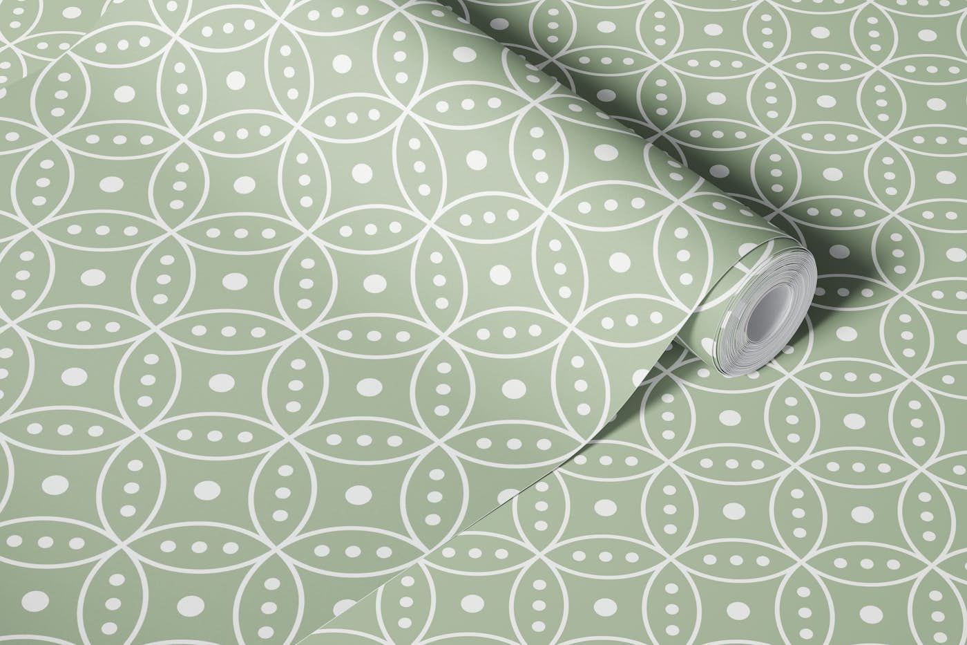 Sage green circles wallpaper roll