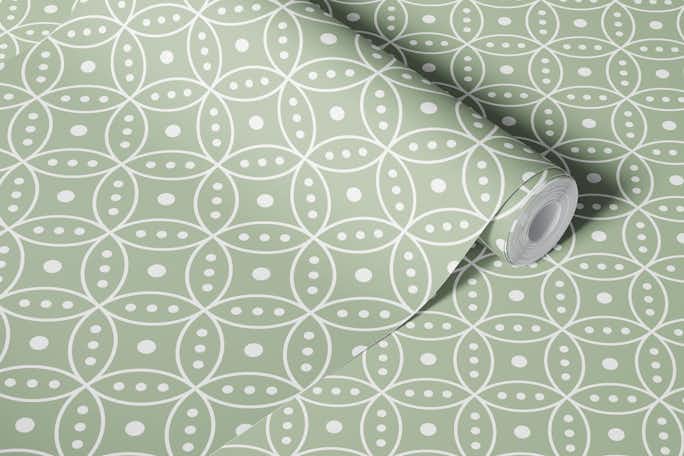 Sage green circleswallpaper roll