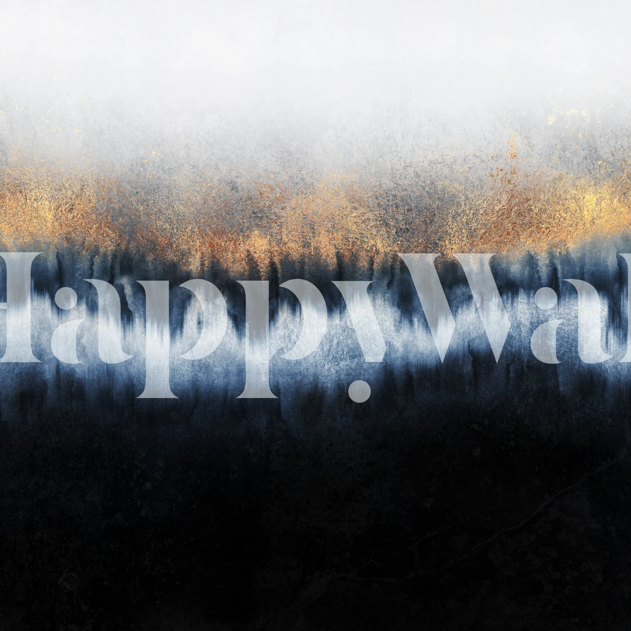 Abstraktes goldenes und blaues Wald-Horizont-Wandgemälde