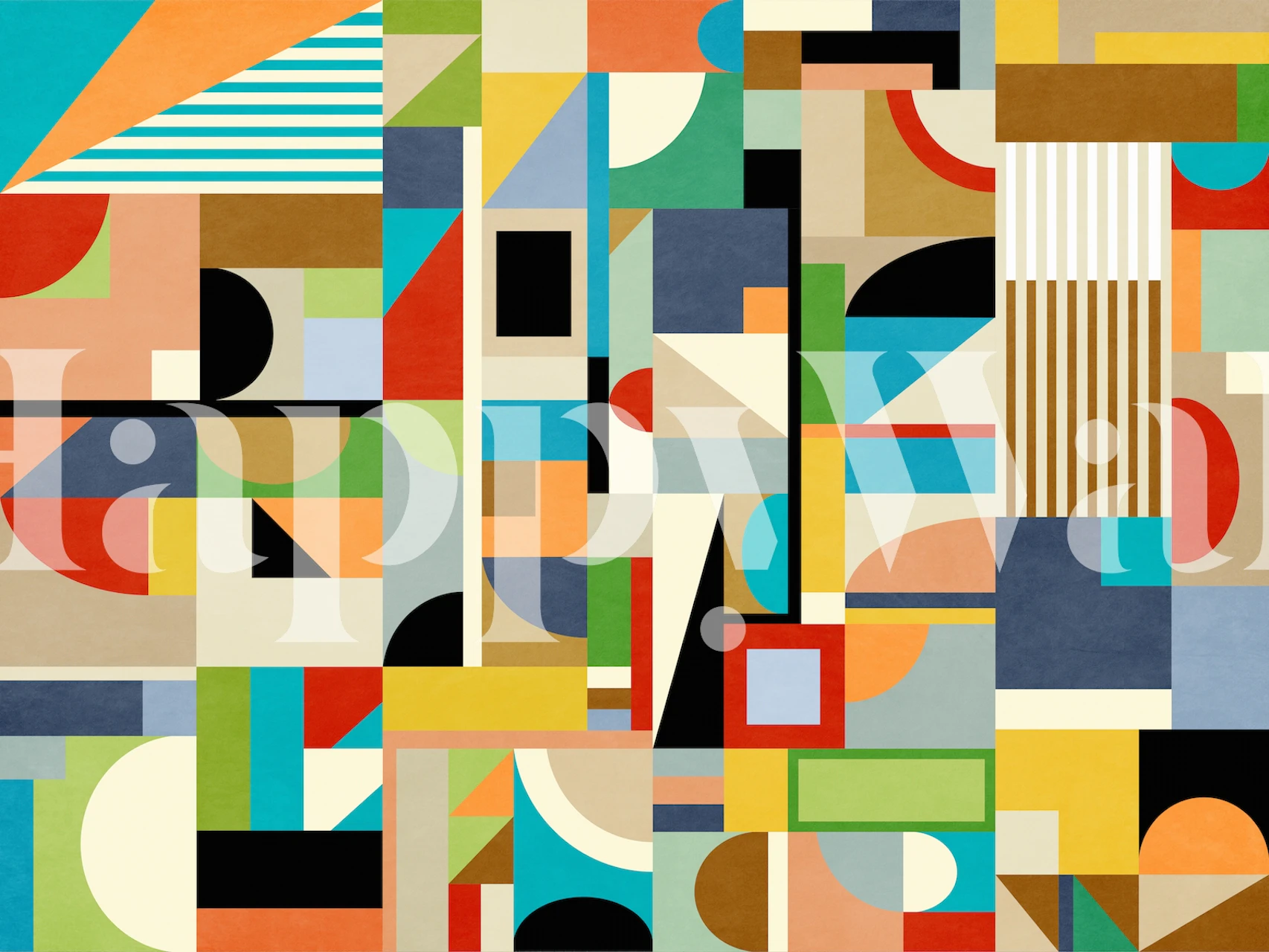 Colorful Abstract Geometric tapet vist i et rum