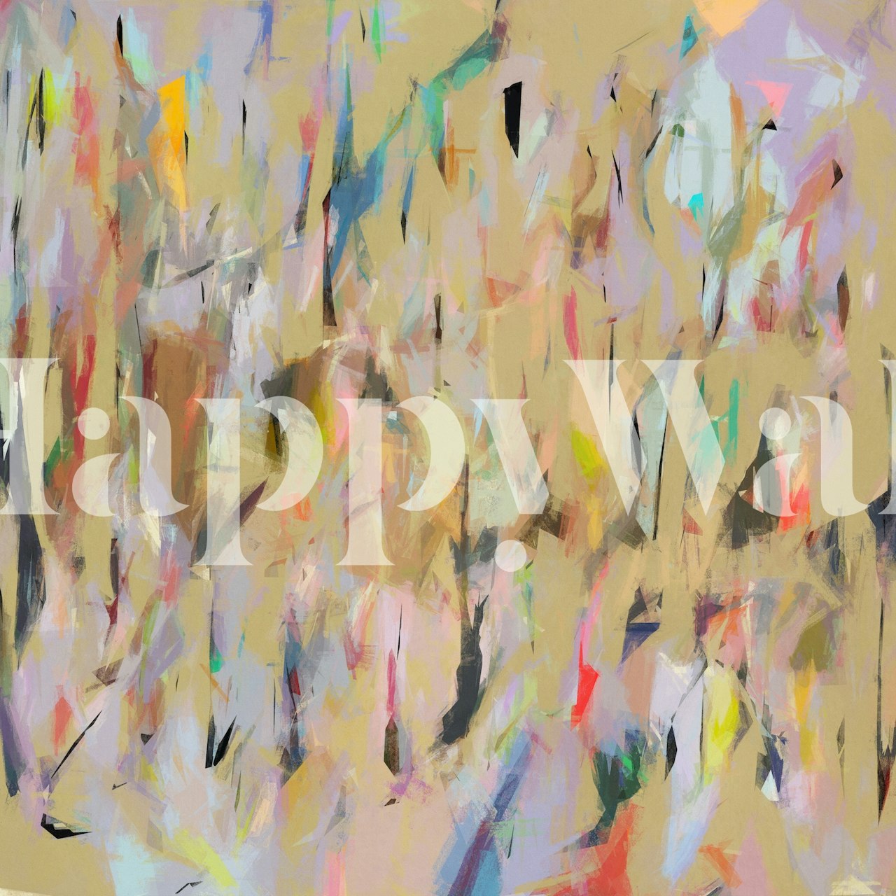 Colorful abstract shapes and brush strokes wallpaper