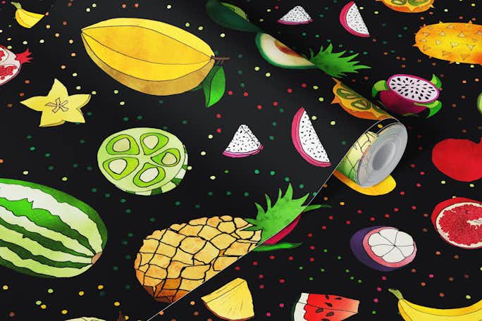 Tropical Fruits Darkwallpaper roll