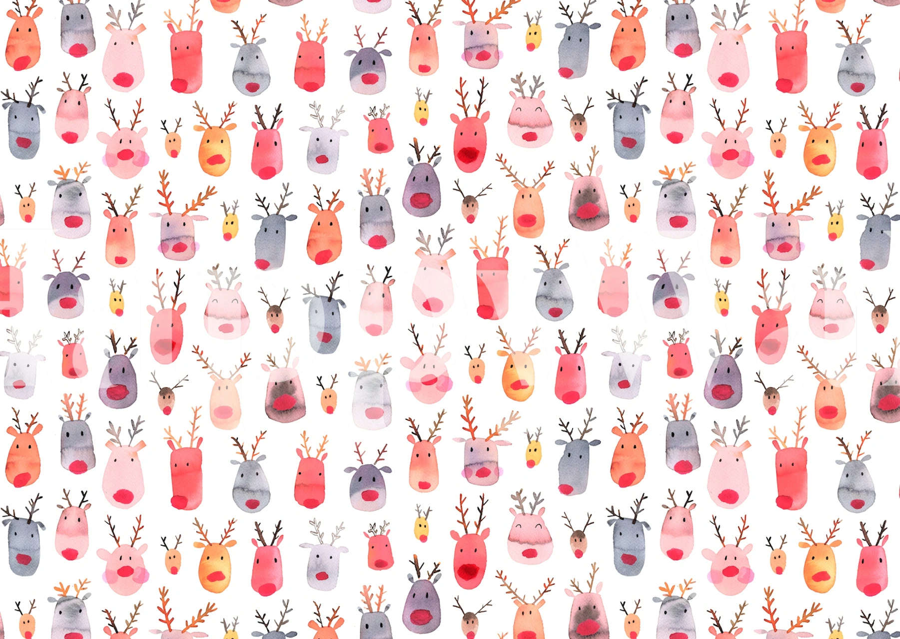 Fotomural patrón de colores de renos lindos y amigables
