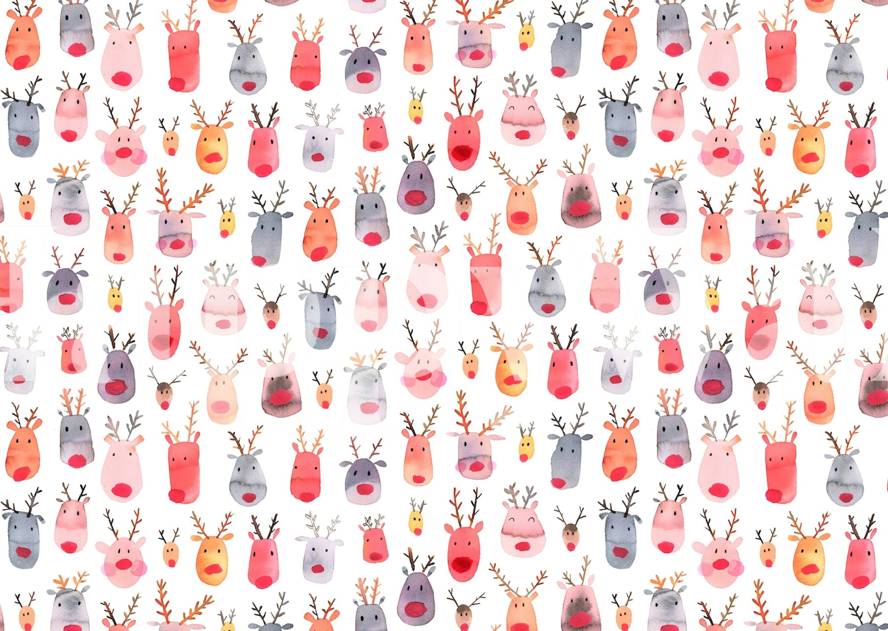 Fototapete Tiere Buntes Muster mit süßen und freundlichen Rentieren