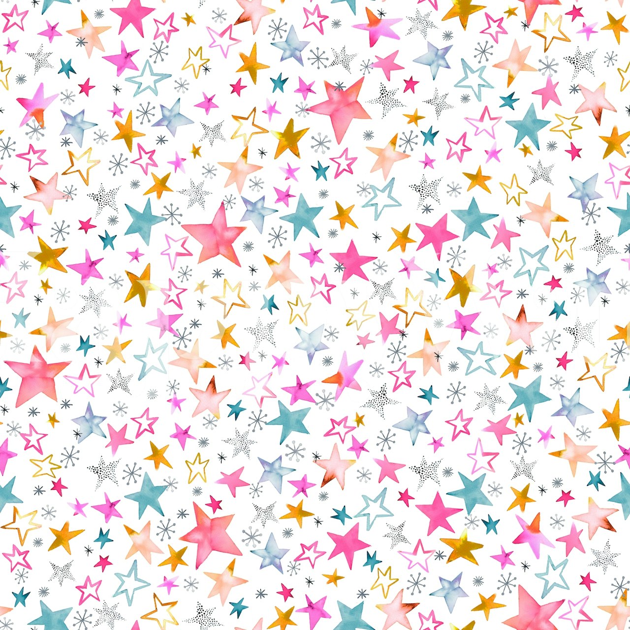 Απαλά ροζ, λευκά και πολύχρωμα αστέρια σχέδιο τοίχου