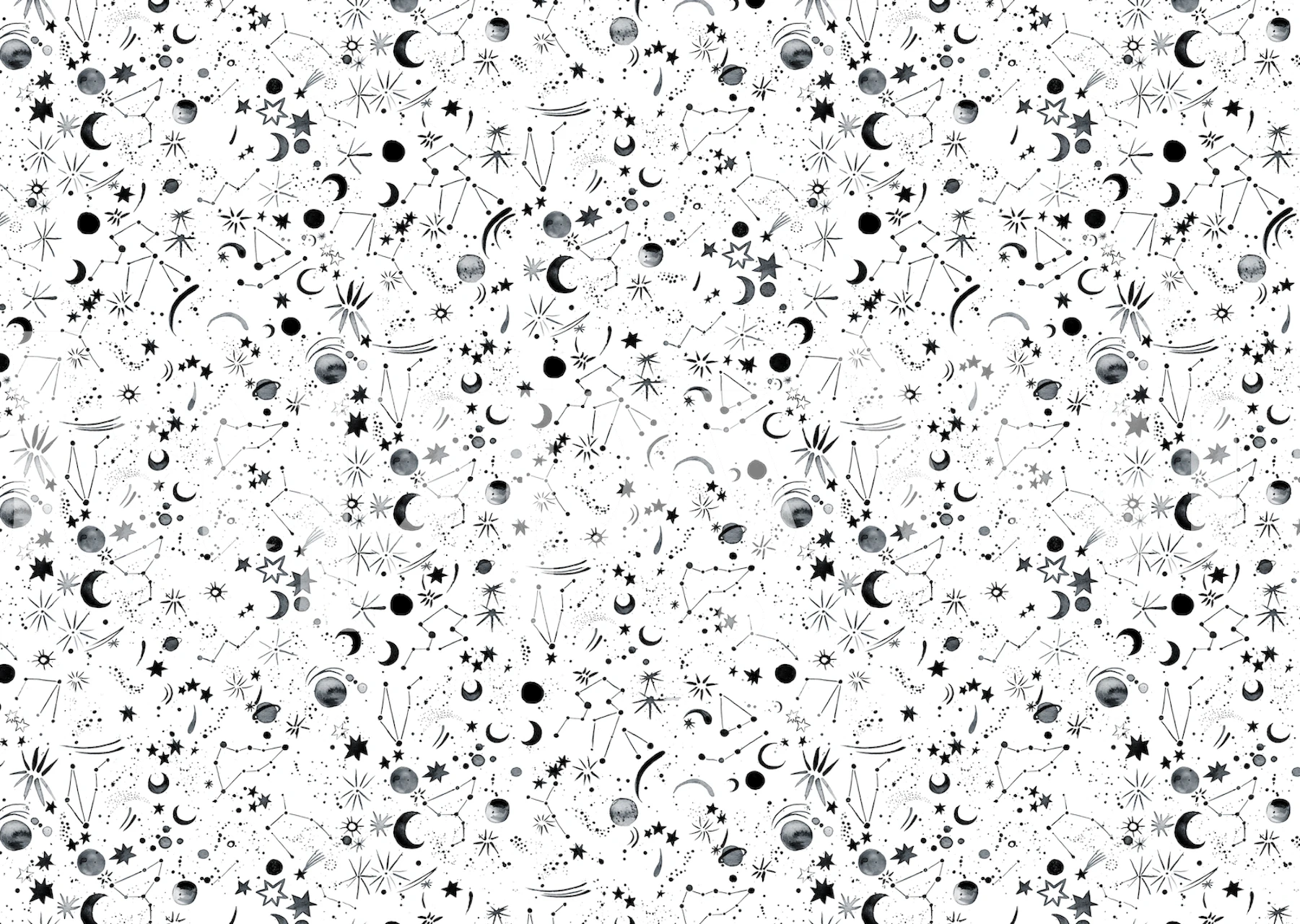 Moon and star constellation pattern on white background wallpaper