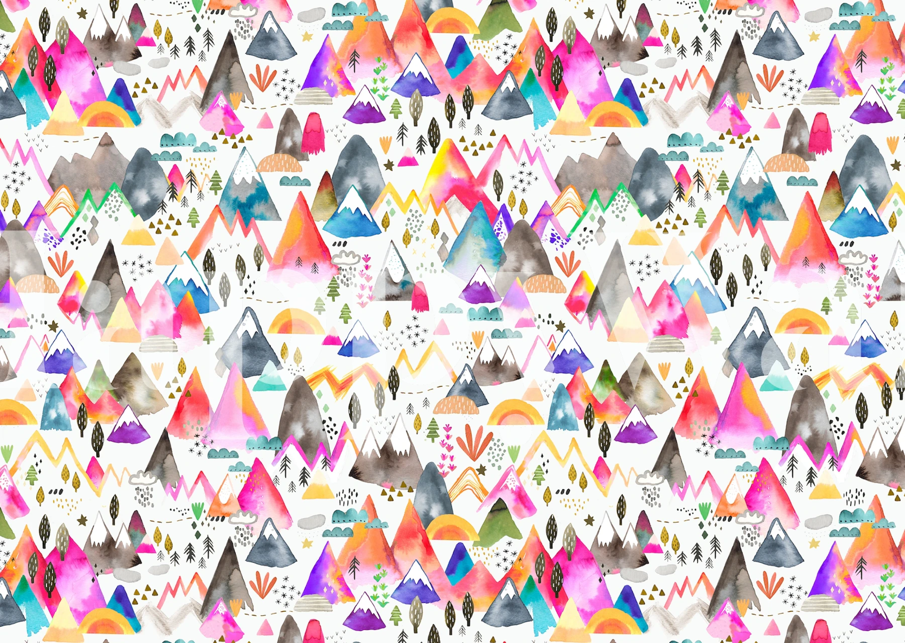 Colorful Magical Mountains tapet i et rom