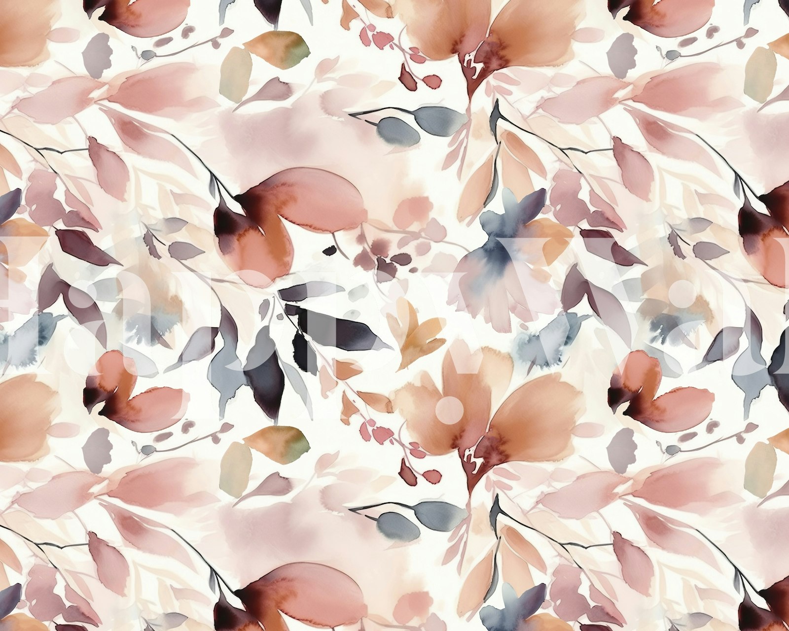 Watercolor florals wallpaper design in a room