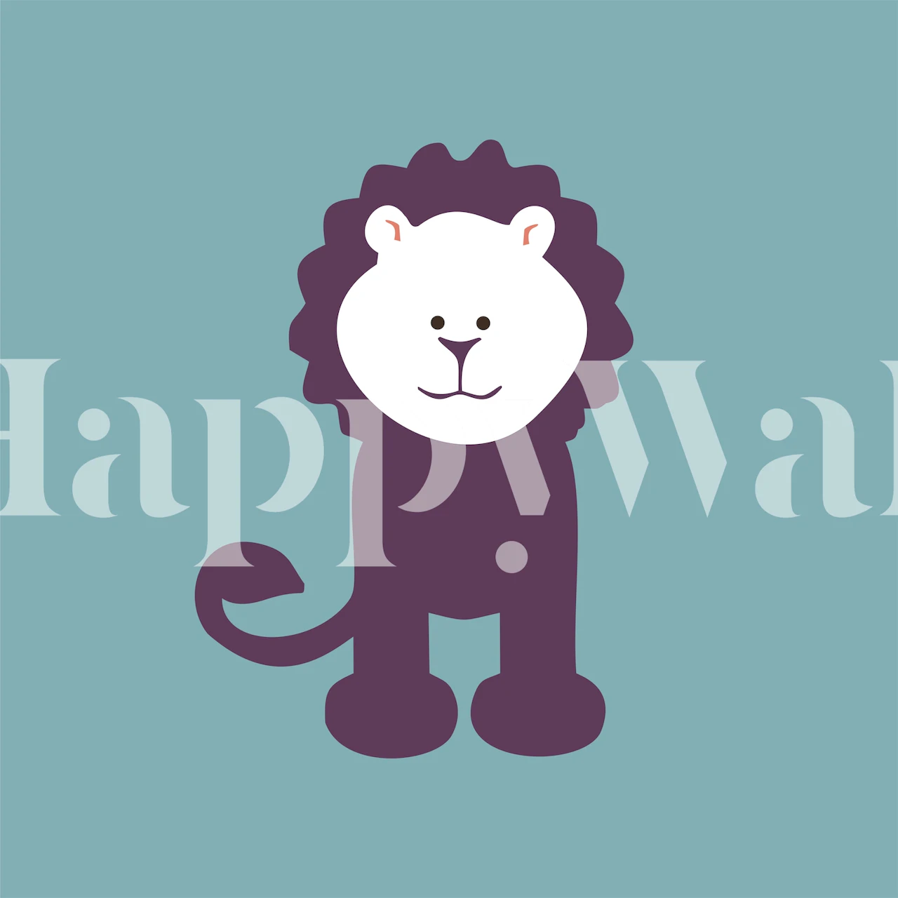 Teal blue lion art tapeta w pokoju