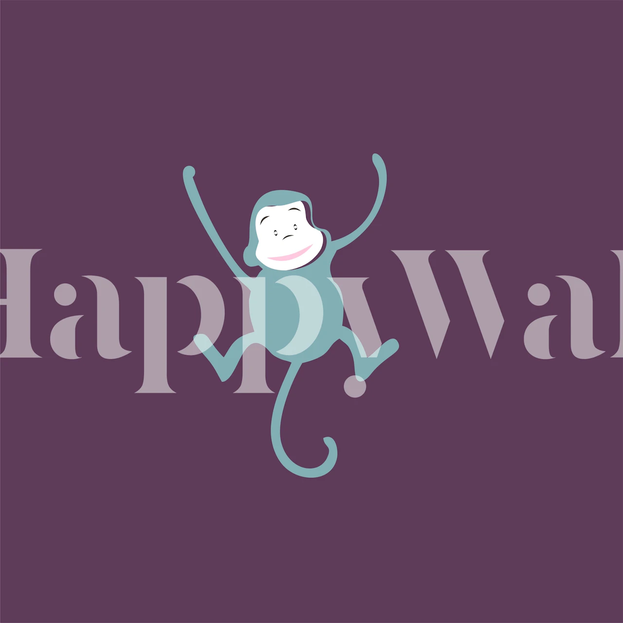 Plum monkey art wallpaper in een kamer