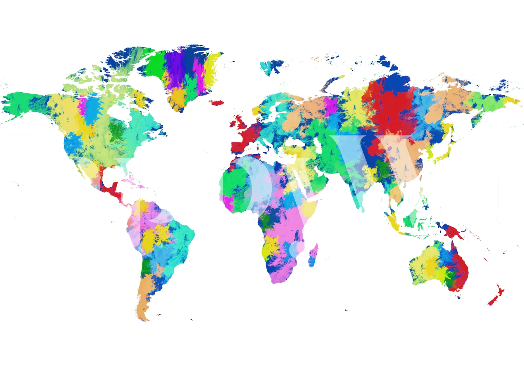 Papel pintado World Map Watercolor en una habitación