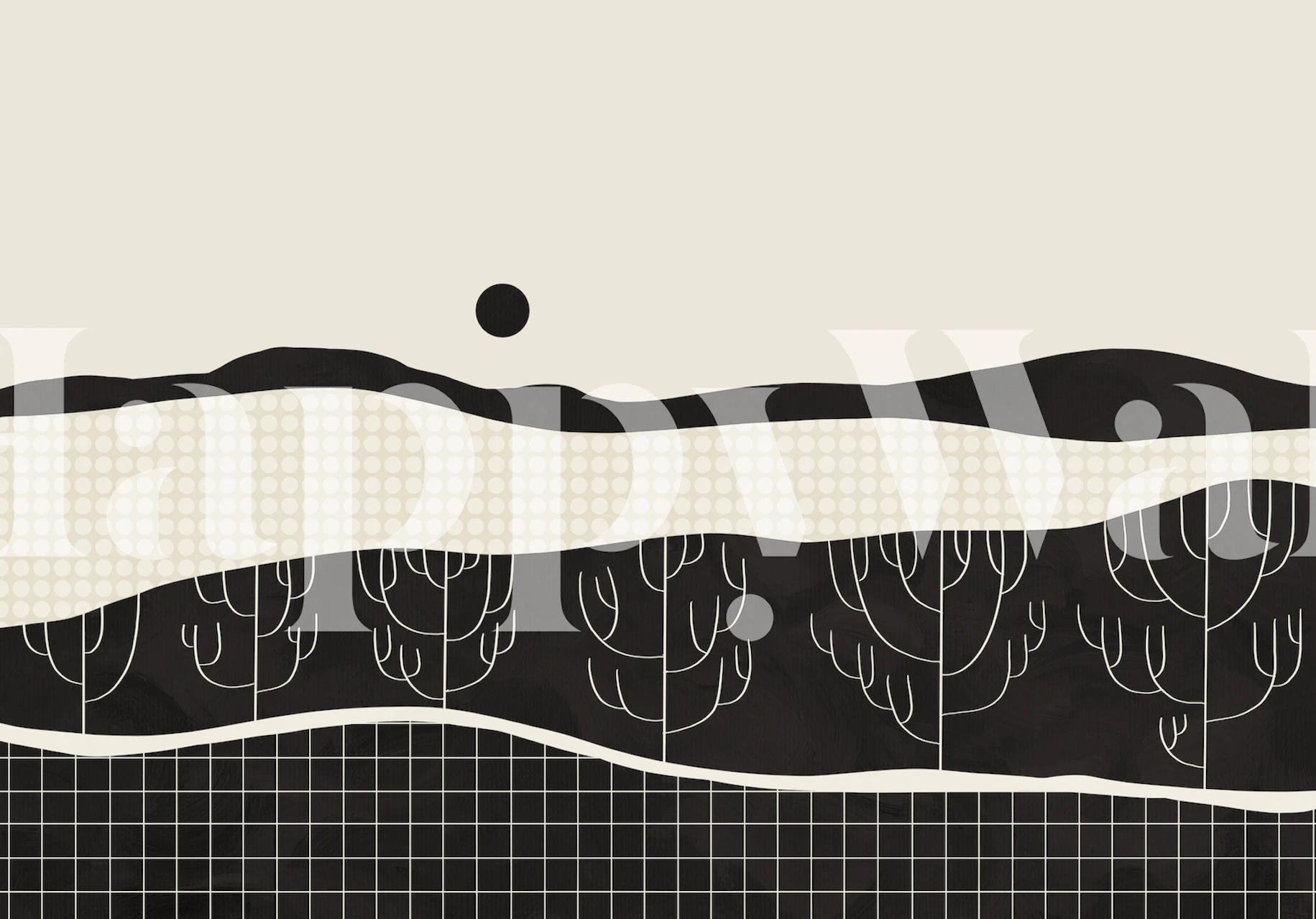 Retro Fusion Landscape 03 behang in een kamer