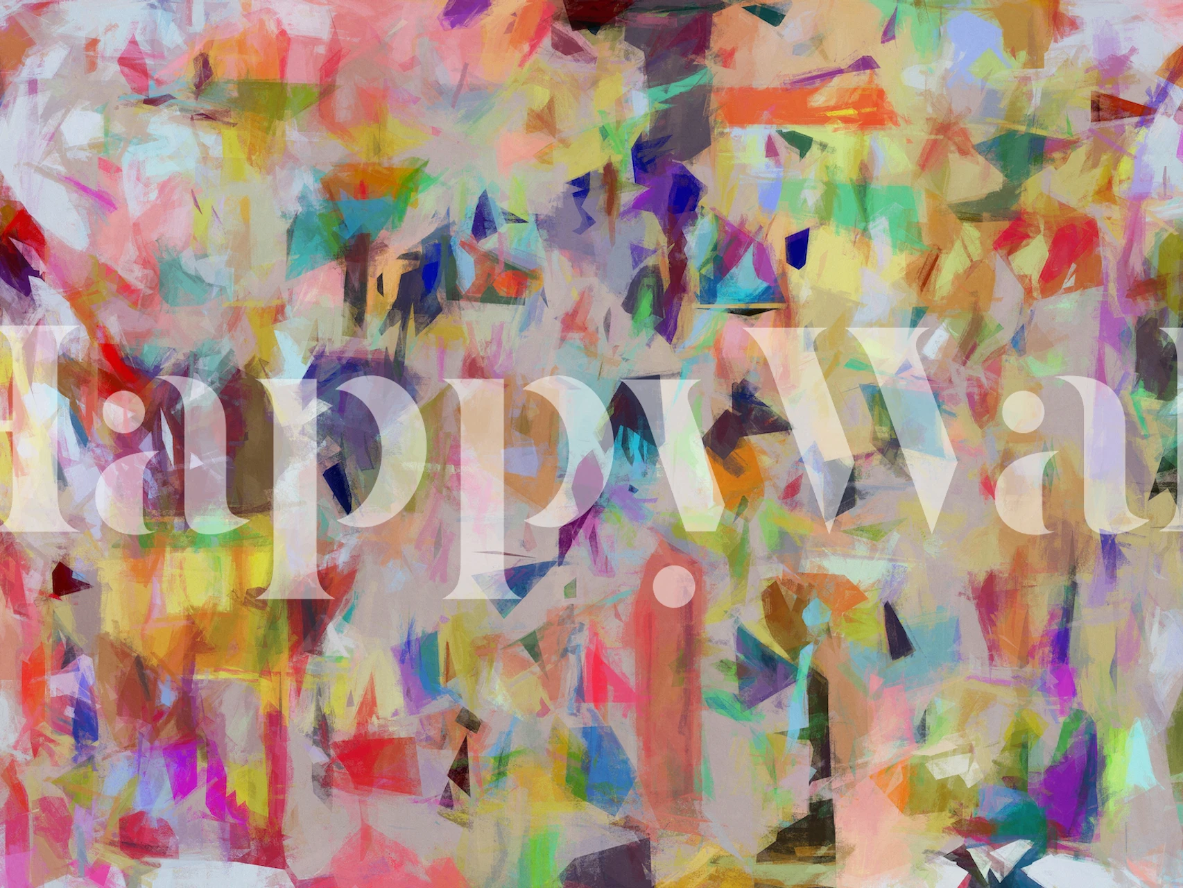 Fotomural de teatro expresionista abstracto con formas y colores dinámicos