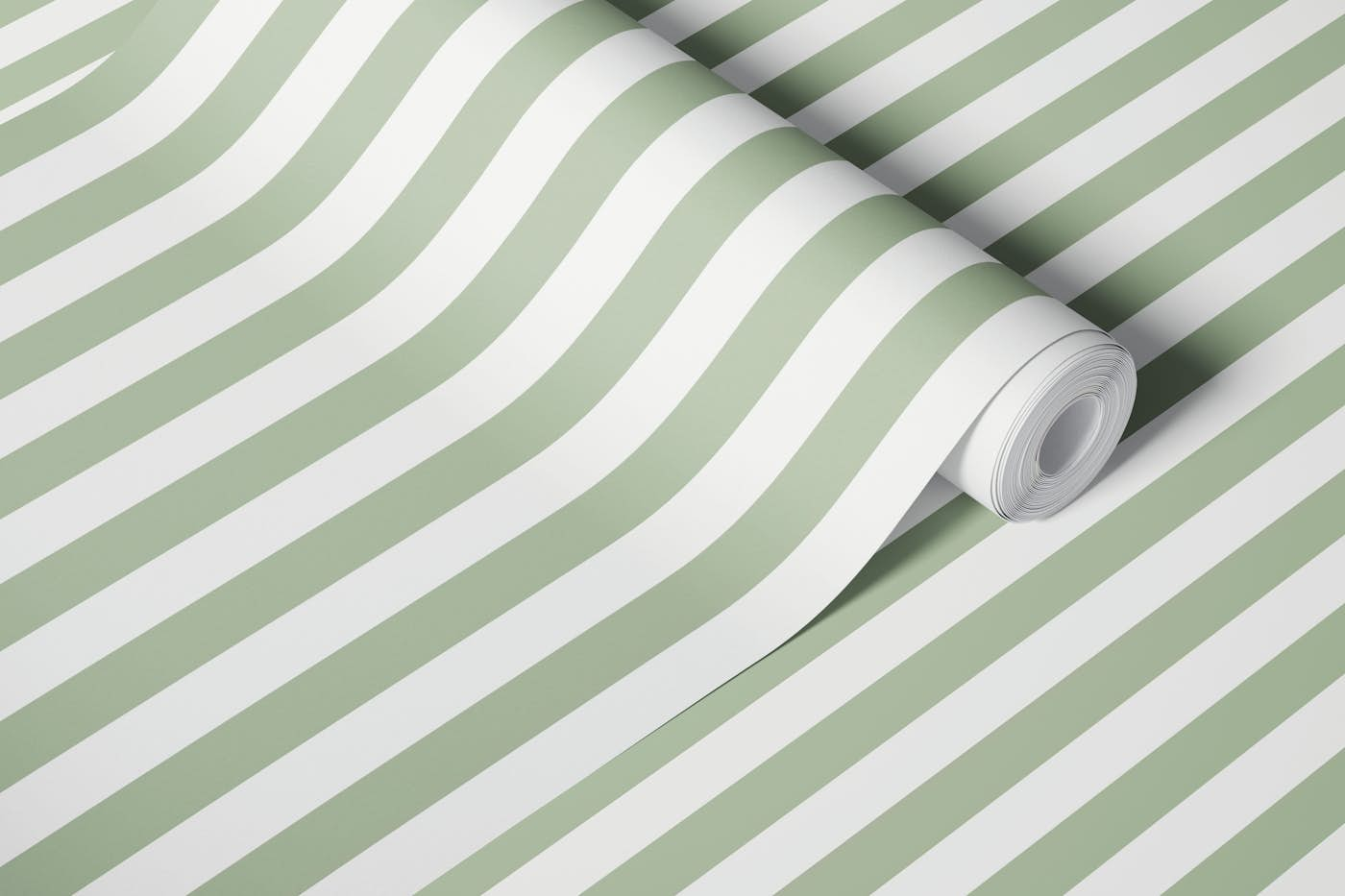 Scandi stripes sage green 1 wallpaper roll